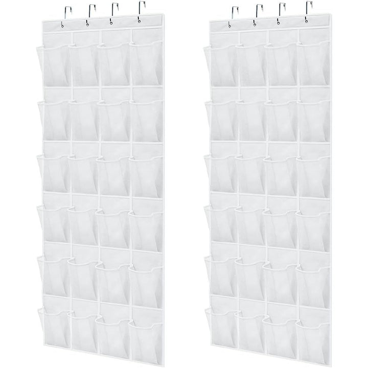 GORILLA GRIP Breathable Mesh Large 24 Pocket Shoe Organizer, 2 Pack, Holds Up to 40 Pounds, Sturdy Hooks, Space Saving, Over Door, Hangs on Closets for Shoes, Sneakers or Home Accessories, White - Just Closeouts Canada Inc.