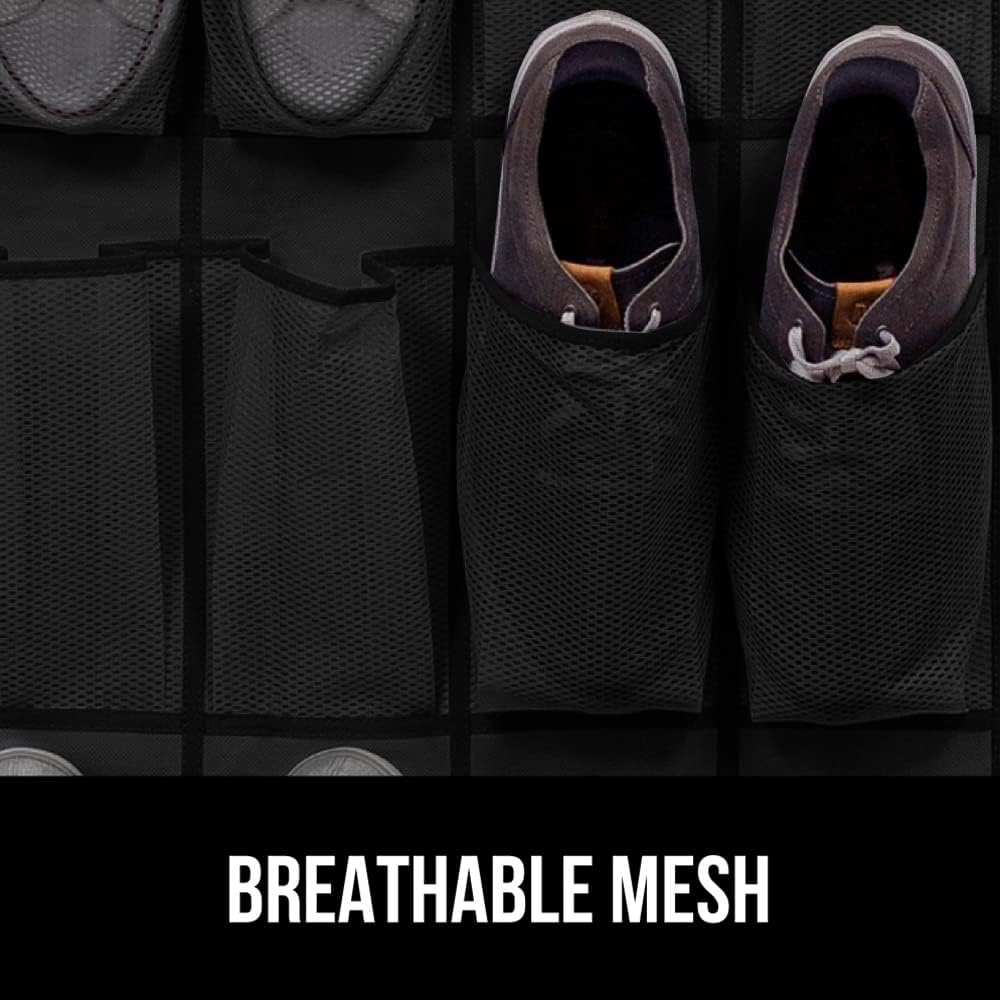 GORILLA GRIP Breathable Mesh Large 24 Pocket Shoe Organizer, 2 Pack, Holds Up to 40 Pounds, Sturdy Hooks, Space Saving, Over Door, Hangs on Closets for Shoes, Sneakers or Home Accessories, Black - Just Closeouts Canada Inc.