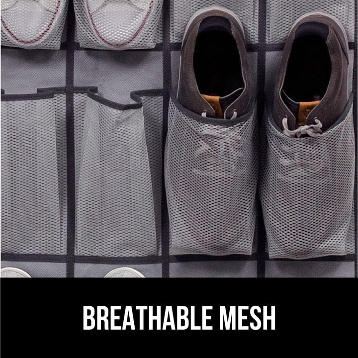 GORILLA GRIP Breathable Mesh Large 24 Pocket Shoe Organizer, 2 Pack, Holds Up to 40 Pounds, Sturdy Hooks, Space Saving, Over Door, Hangs on Closets for Shoes, Sneakers or Home Accessories, Gray - Just Closeouts Canada Inc.