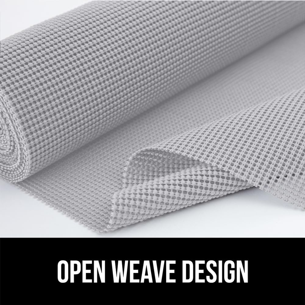 GORILLA GRIP Drawer and Shelf Liner, Strong Grip, Non Adhesive Easiest Install Mat, 12 IN x 20 FT, Durable Organization Liners, Kitchen Cabinets Drawers Cupboards, Bathroom Storage Shelves, Light Gray - Just Closeouts Canada Inc.