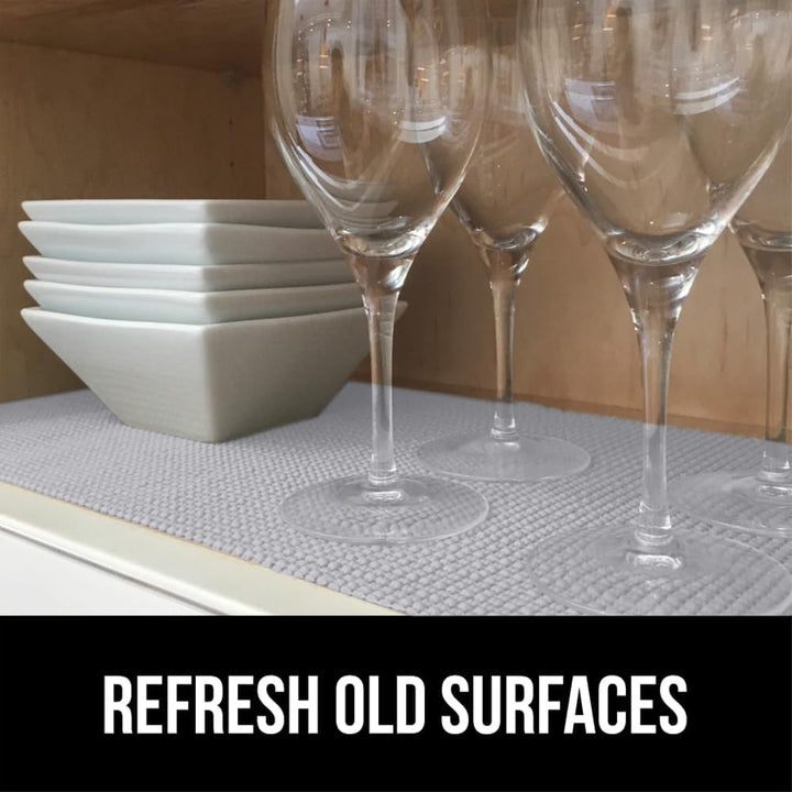 GORILLA GRIP Drawer and Shelf Liner, Strong Grip, Non Adhesive Easiest Install Mat, 12 IN x 20 FT, Durable Organization Liners, Kitchen Cabinets Drawers Cupboards, Bathroom Storage Shelves, Light Gray - Just Closeouts Canada Inc.