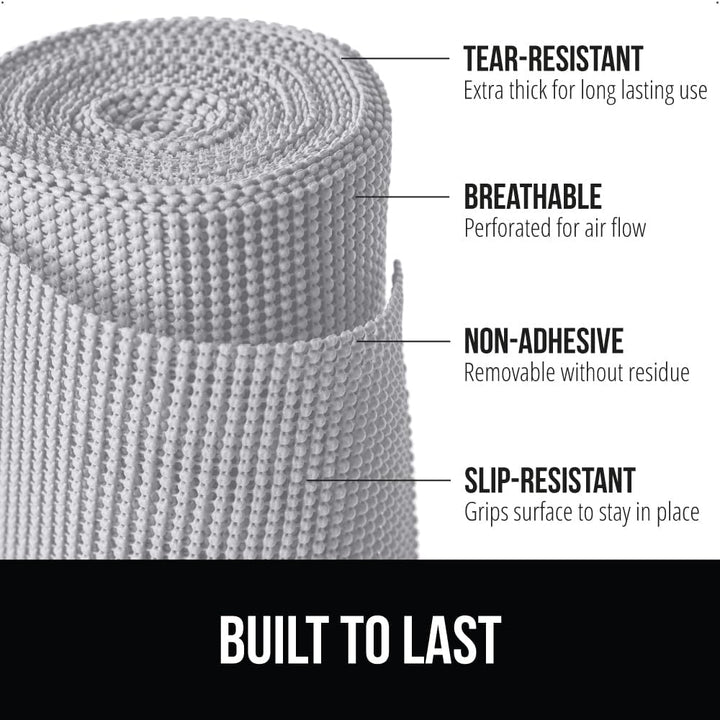 GORILLA GRIP Drawer and Shelf Liner, Strong Grip, Non Adhesive Easiest Install Mat, 12 IN x 20 FT, Durable Organization Liners, Kitchen Cabinets Drawers Cupboards, Bathroom Storage Shelves, Light Gray - Just Closeouts Canada Inc.