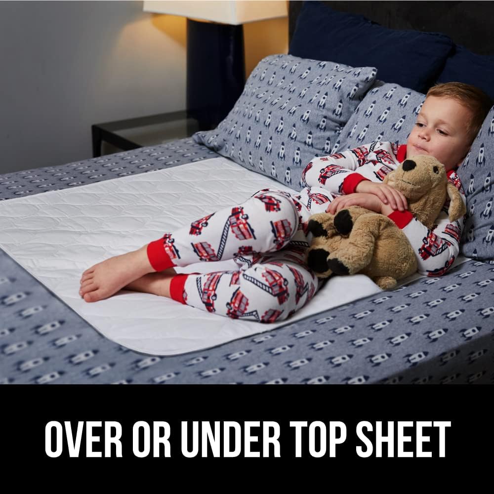 GORILLA GRIP Washable Bed Pads for Incontinence, Leak Proof Slip Resistant Pee Pad Protector, 52x34, Absorbs 8 Cups, Soft Mattress Protection Chux for Enuresis Bedwetting, Adults, Elderly, Kid, 2 Pack - Just Closeouts Canada Inc.