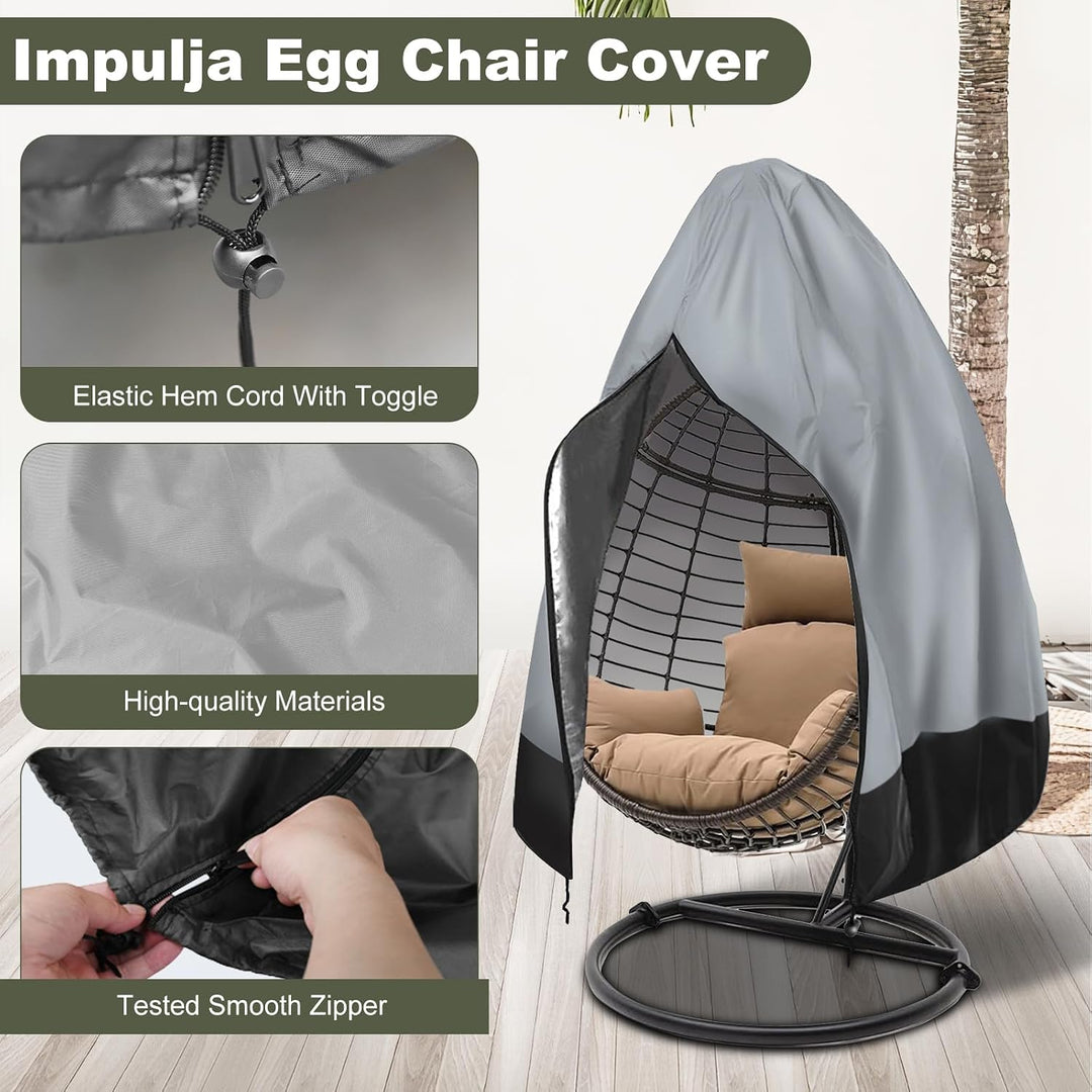 Gray 75 x 45-Inch Waterproof Egg Chair Cover with Zipper - Just Closeouts Canada Inc.