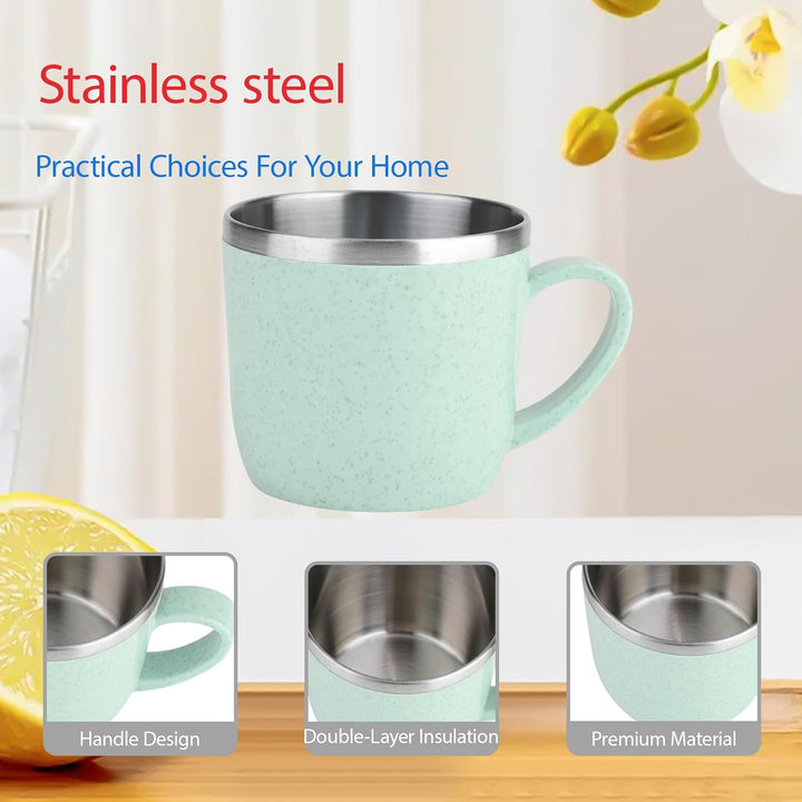 Green 220 mL double-wall cup with handle, view 2