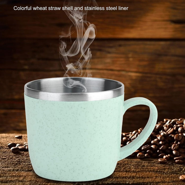 Green 220 mL double-wall cup with handle, view 4