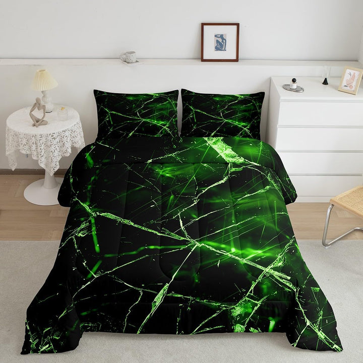 Green & Black Geometric Comforter Set, Full, 3-Piece - Just Closeouts Canada Inc.X004YECE9T