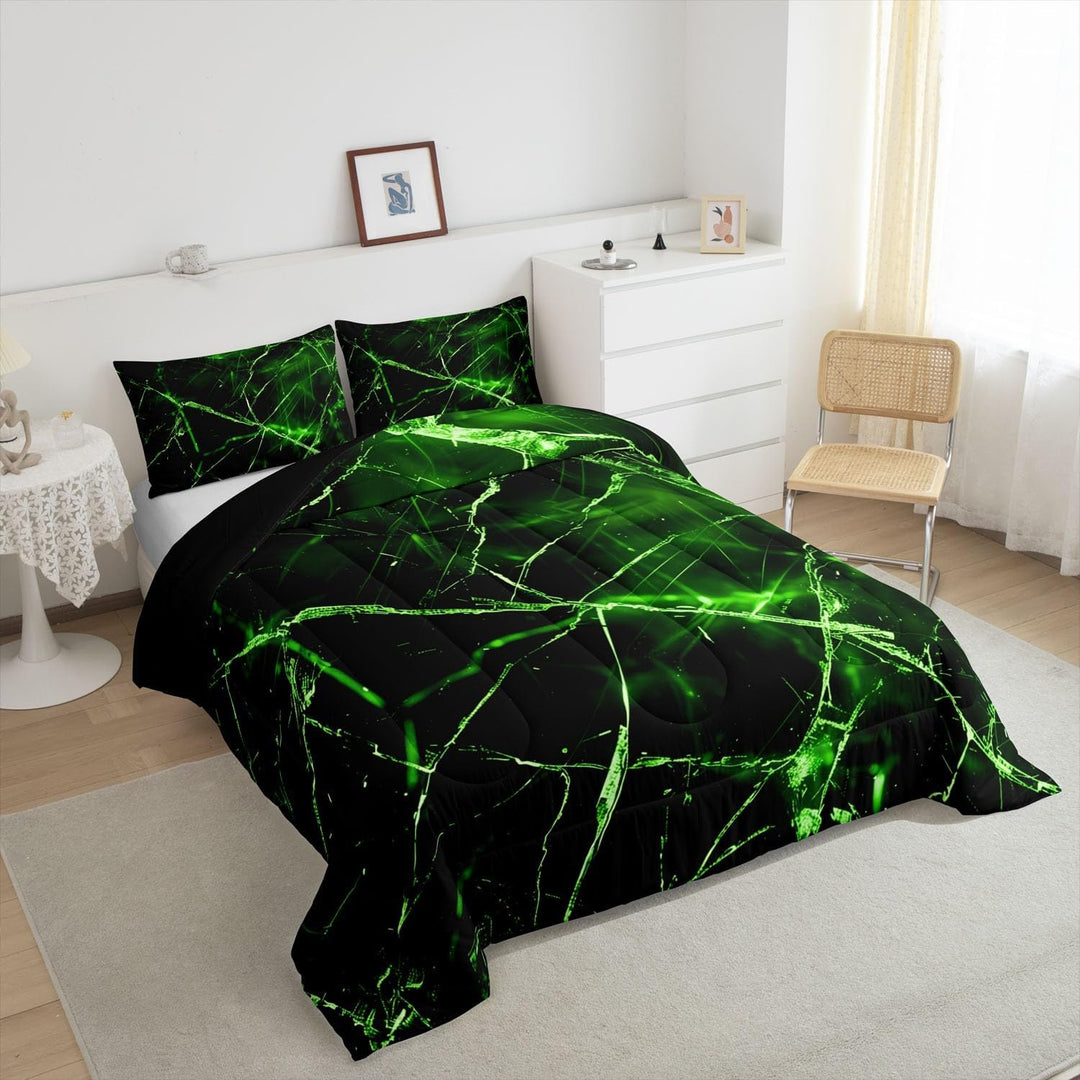 Green & Black Geometric Comforter Set, Full, 3-Piece - Just Closeouts Canada Inc.X004YECE9T