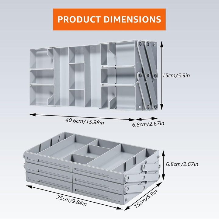 Grey 3-Tier Collapsible Drawer Organizer Tray - Just Closeouts Canada Inc.