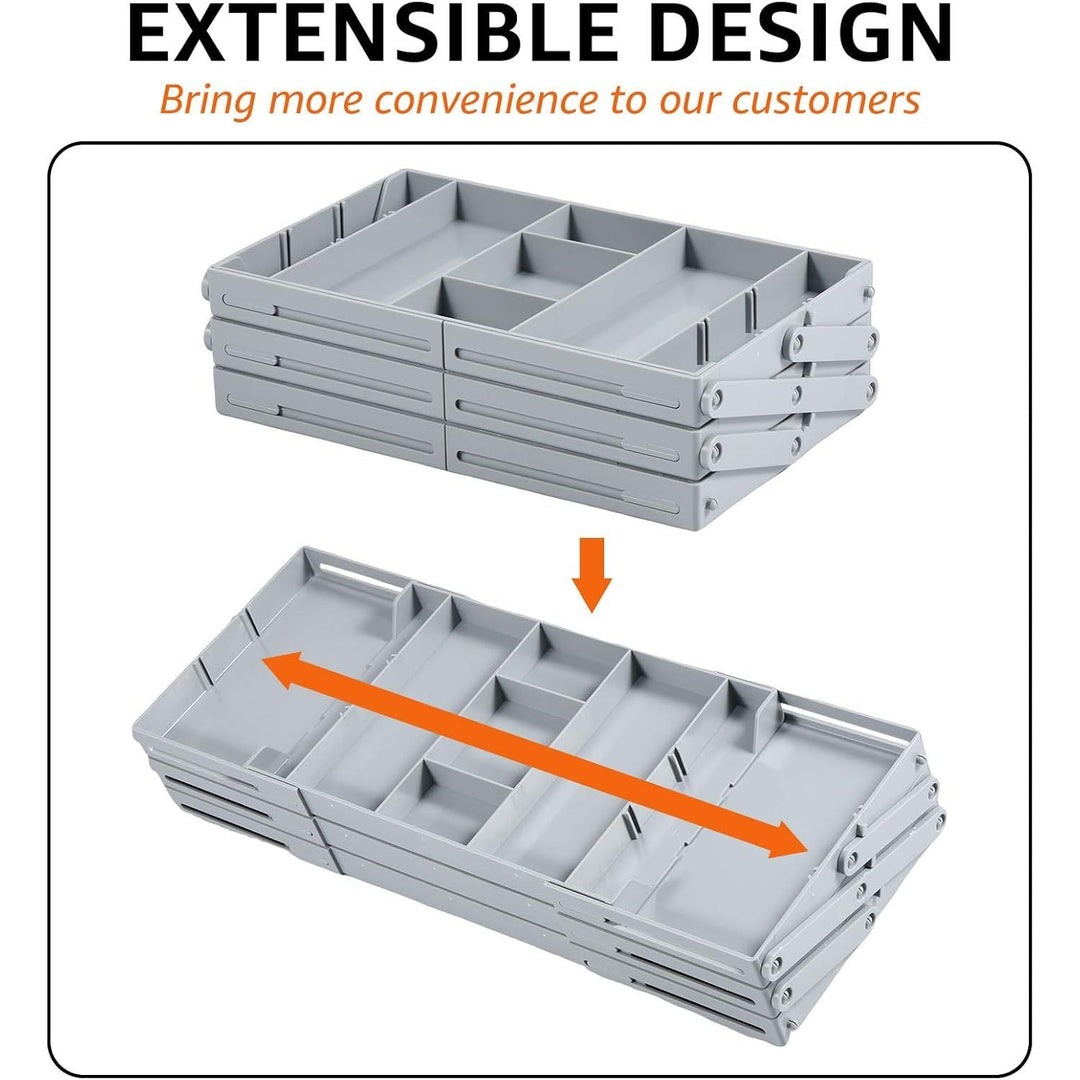 Grey 3-Tier Collapsible Drawer Organizer Tray - Just Closeouts Canada Inc.