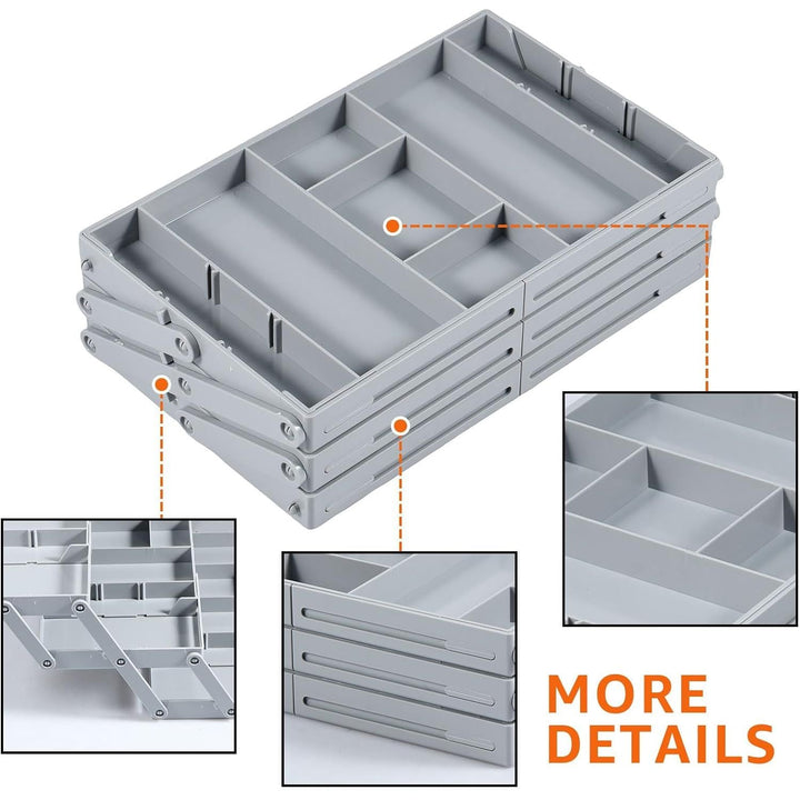 Grey 3-Tier Collapsible Drawer Organizer Tray - Just Closeouts Canada Inc.
