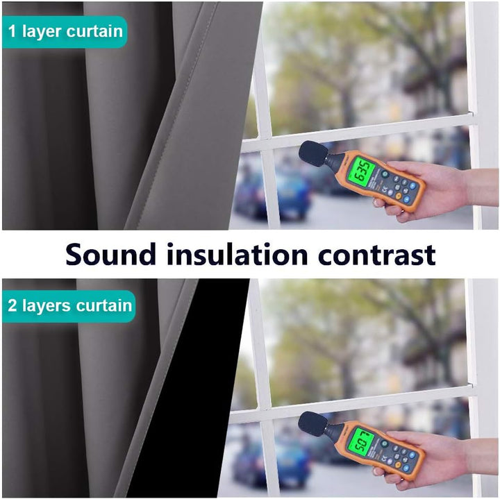 Grey two-layer blackout curtain sound insulation diagram
