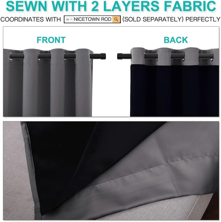 Grey curtain front and black-lined back construction