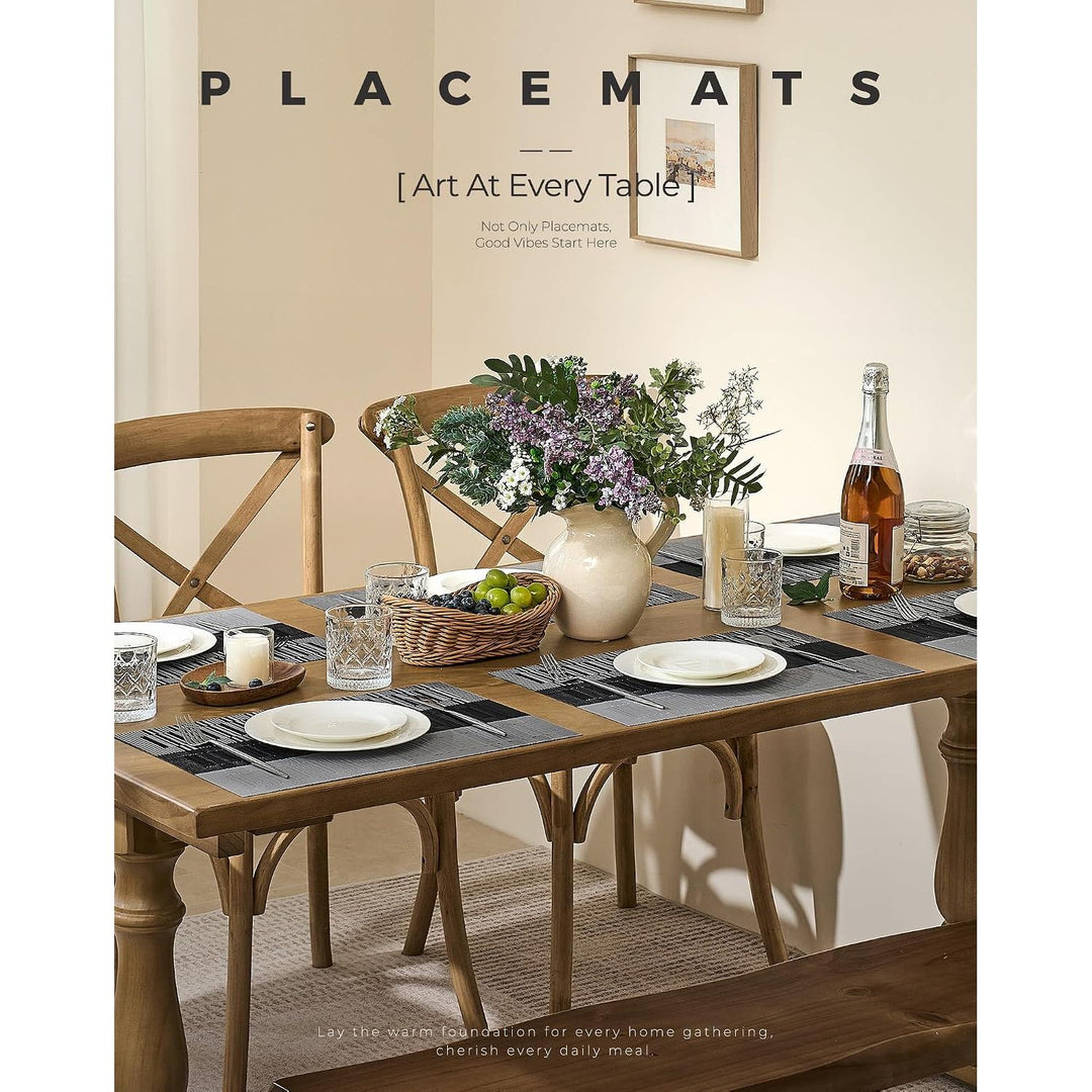 Grey and White Stripe Woven Placemats, Set of 12 - Just Closeouts Canada Inc.
