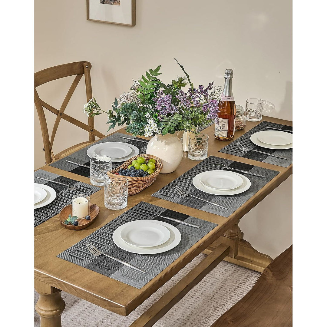 Grey and White Stripe Woven Placemats, Set of 12 - Just Closeouts Canada Inc.