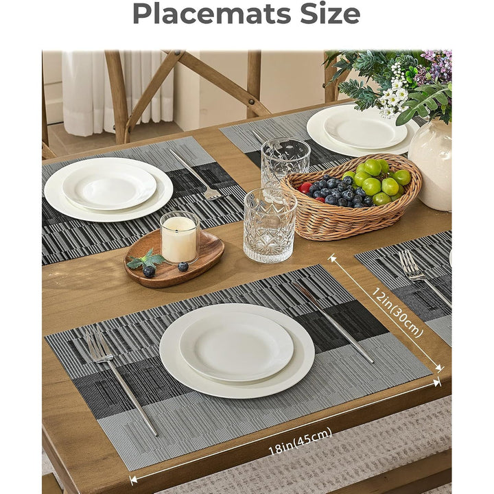 Grey and White Stripe Woven Placemats, Set of 12 - Just Closeouts Canada Inc.