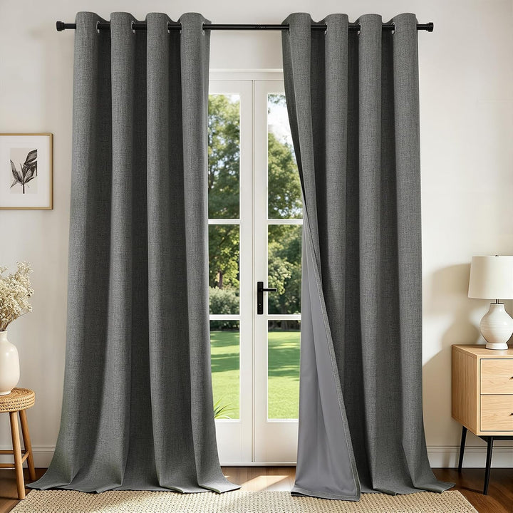 Grey Blackout Grommet Curtains, 2 Panels, 52 x 108 in - Just Closeouts Canada Inc.X003K56UJN