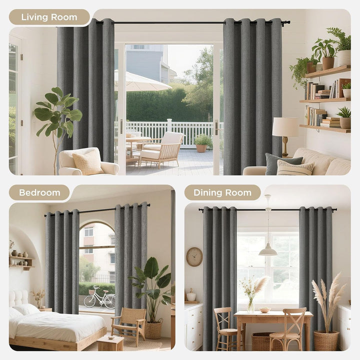 Grey Blackout Grommet Curtains, 2 Panels, 52 x 108 in - Just Closeouts Canada Inc.X003K56UJN