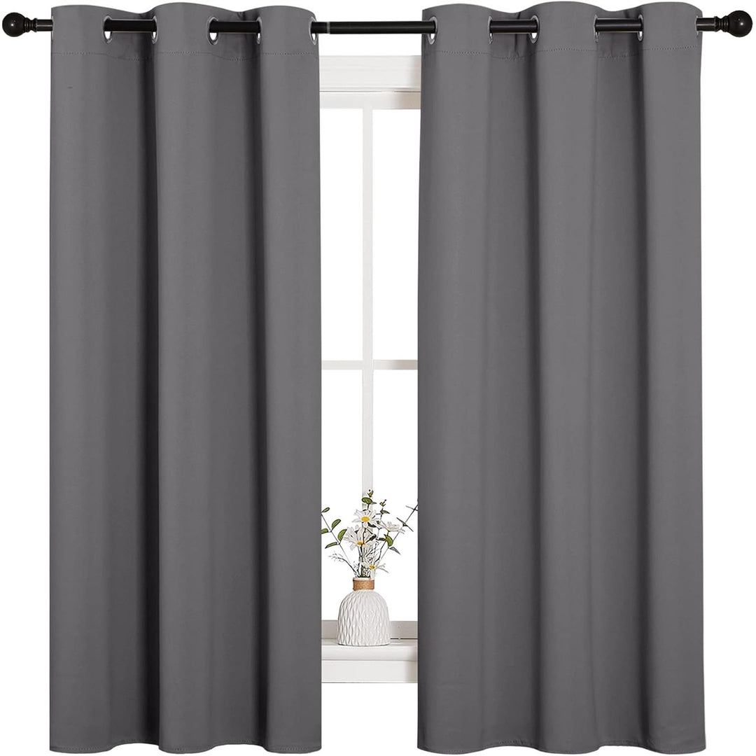 Grey Blackout Grommet Curtains, 42 x 63 in, Set of 2 - Just Closeouts Canada Inc.