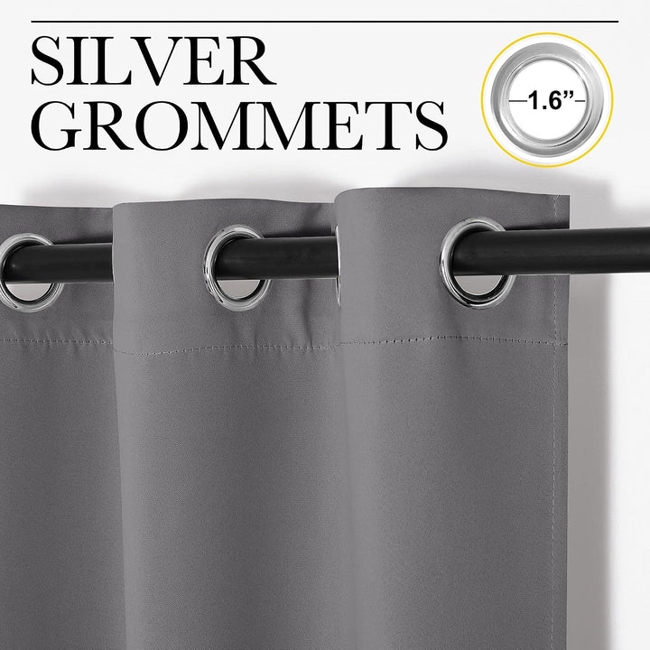 Grey Blackout Grommet Curtains, 42 x 63 in, Set of 2 - Just Closeouts Canada Inc.