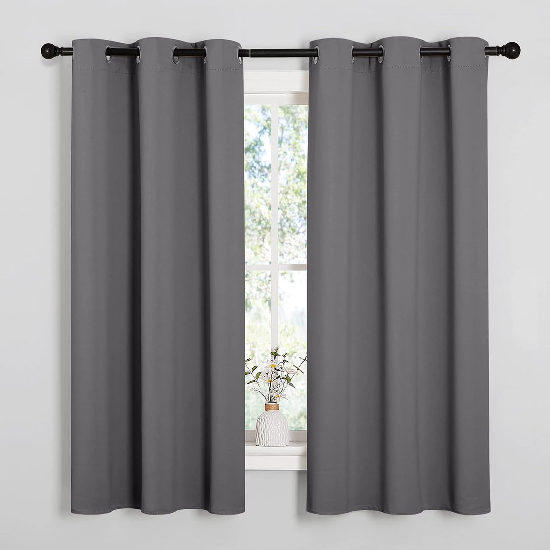 Grey Blackout Grommet Curtains, 42 x 63 in, Set of 2 - Just Closeouts Canada Inc.