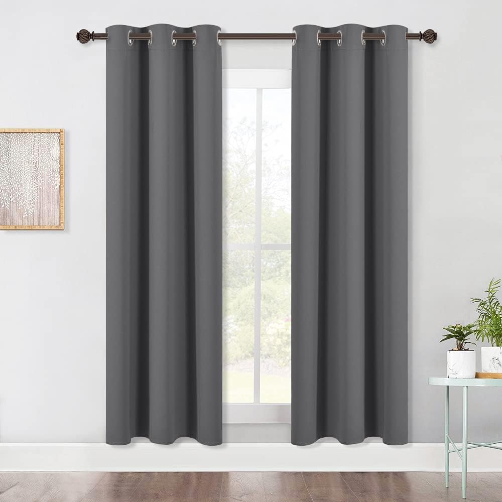 Grey Blackout Grommet Curtains, 42 x 72 in, 2 Panels - Just Closeouts Canada Inc.