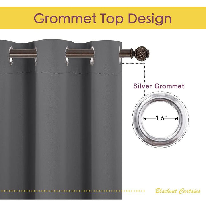 Grey Blackout Grommet Curtains, 42 x 72 in, 2 Panels - Just Closeouts Canada Inc.