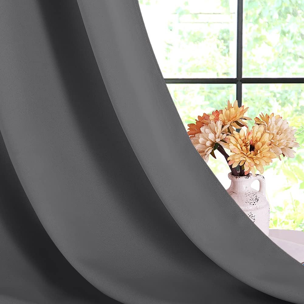 Grey Blackout Grommet Curtains, 42 x 72 in, 2 Panels - Just Closeouts Canada Inc.