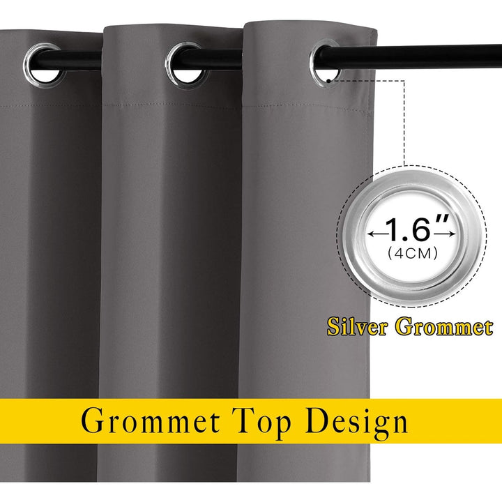 Grey Blackout Grommet Curtains, 66 x 54 in, Set of 2 - Just Closeouts Canada Inc.
