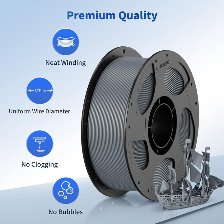 Grey PLA 3D Printer Filament, 1.75 mm, 3 kg Spool - Just Closeouts Canada Inc.