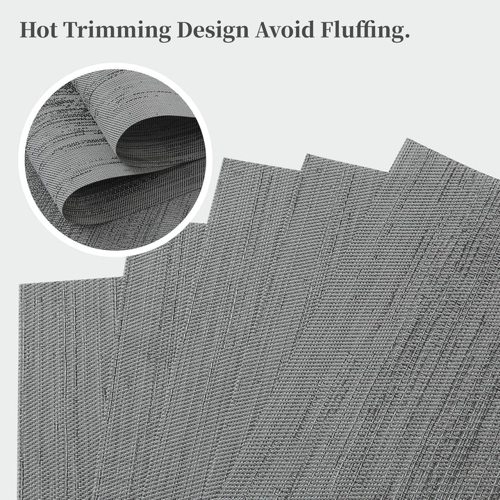 Grey Placemats, Heat Resistant Non - Slip Place mats for Dining Table, Washable Durable PVC Vinyl Woven Table Mats (Set of 6) - Just Closeouts Canada Inc.