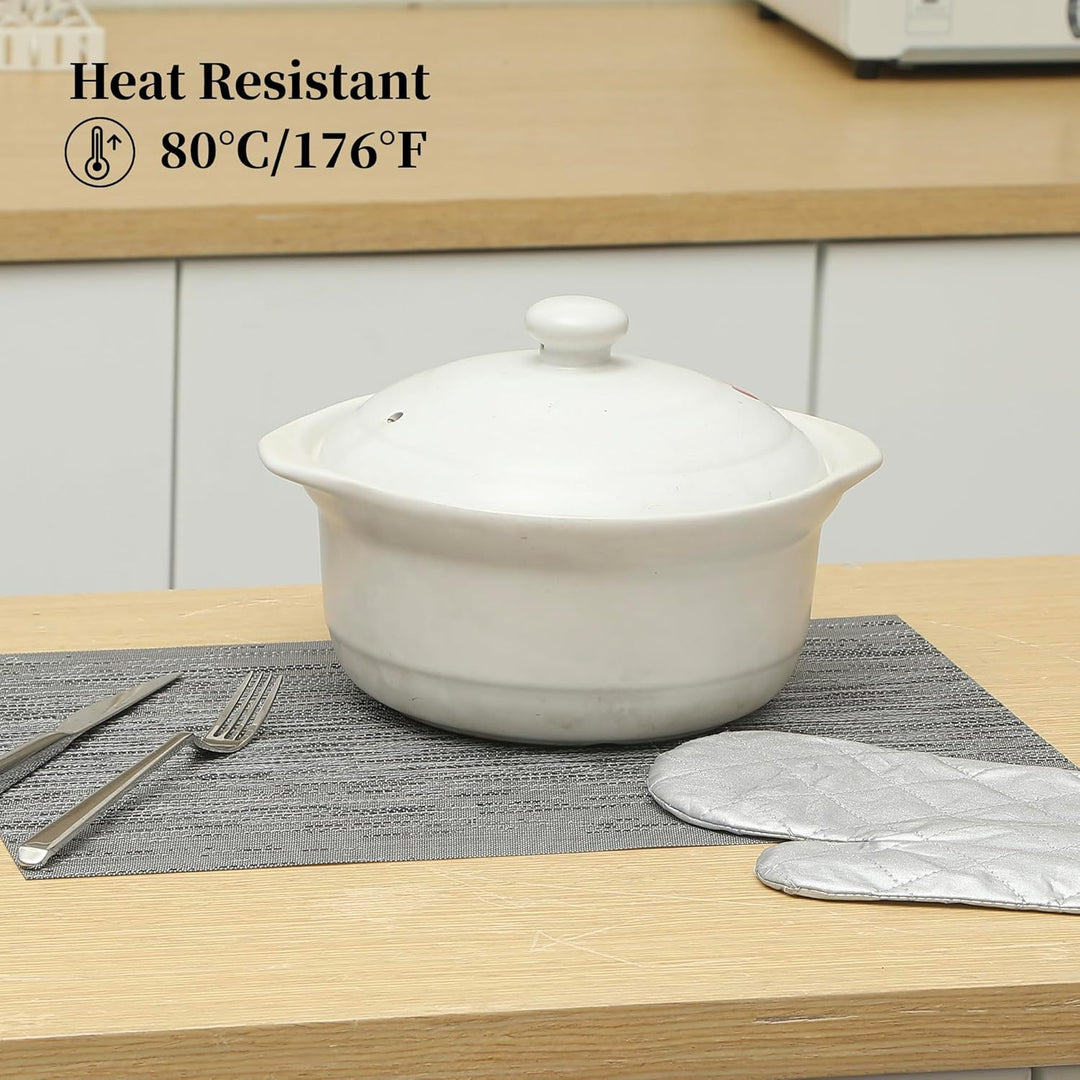 Grey Placemats, Heat Resistant Non - Slip Place mats for Dining Table, Washable Durable PVC Vinyl Woven Table Mats (Set of 8) - Just Closeouts Canada Inc.