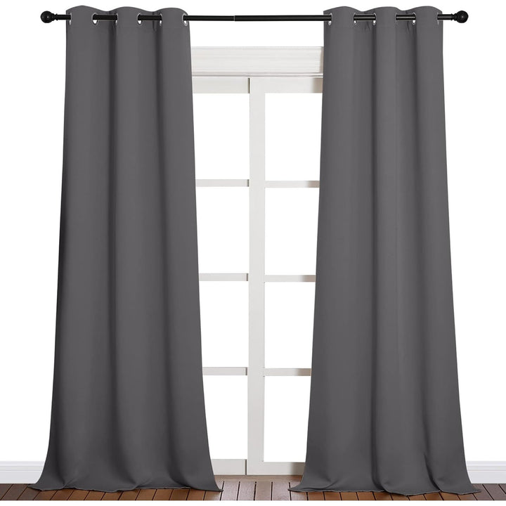 Grey Room-Darkening Grommet Curtains, 42 x 90 in, Set of 2 - Just Closeouts Canada Inc.