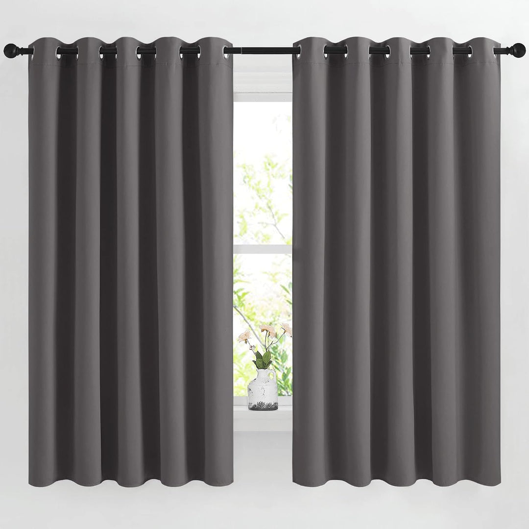Grey Room Darkening Grommet Curtains – 66 x 66 in, 2 Panels - Just Closeouts Canada Inc.