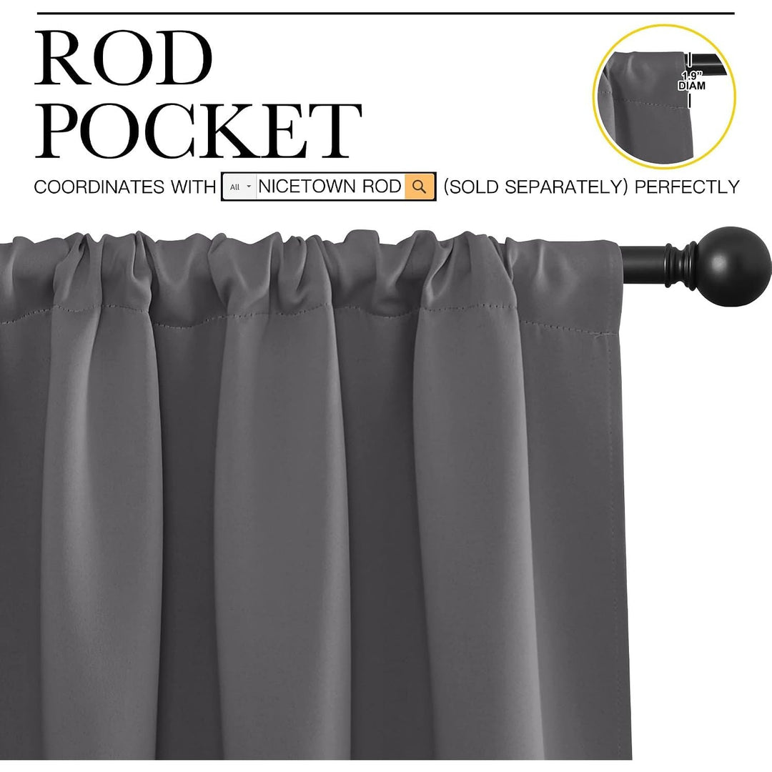 Grey Room-Darkening Rod-Pocket Curtains, 42 x 45 in, 2 Panels - Just Closeouts Canada Inc.