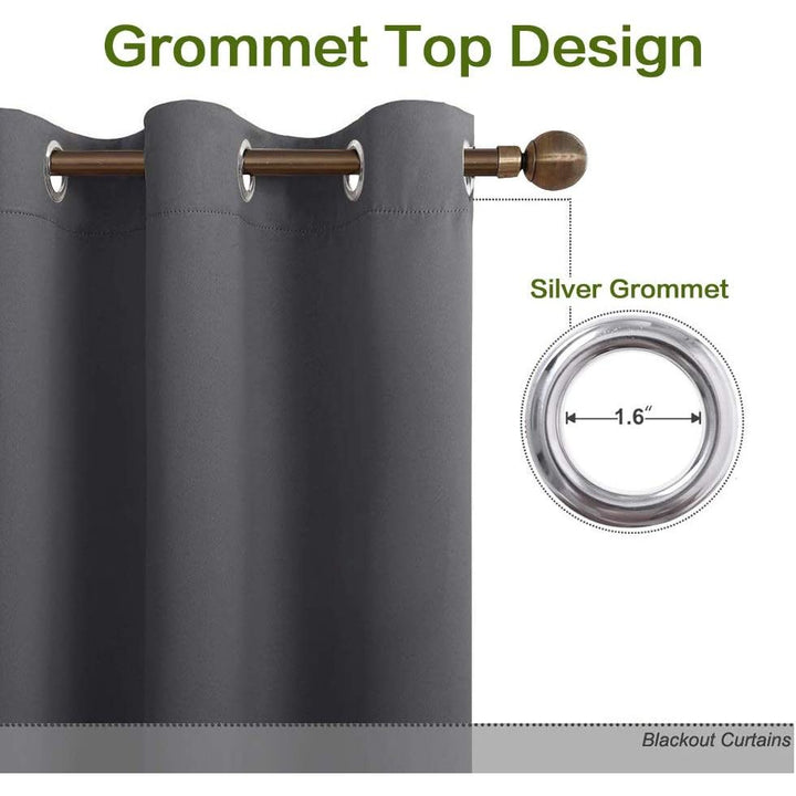 Grey Thermal Blackout Grommet Curtains, 55 x 80 in, 2 Panels - Just Closeouts Canada Inc.