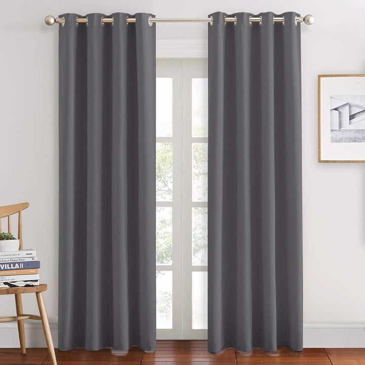 Grey Thermal Blackout Grommet Curtains, 55 x 80 in, 2 Panels - Just Closeouts Canada Inc.