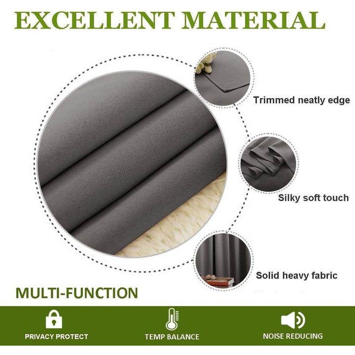 Grey Thermal Blackout Grommet Curtains, 55 x 80 in, 2 Panels - Just Closeouts Canada Inc.