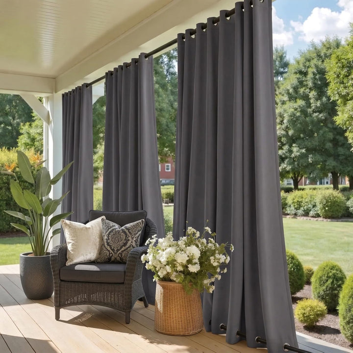Grey Waterproof Outdoor Grommet Curtain, 52 x 108 in, 1 Panel - Just Closeouts Canada Inc.