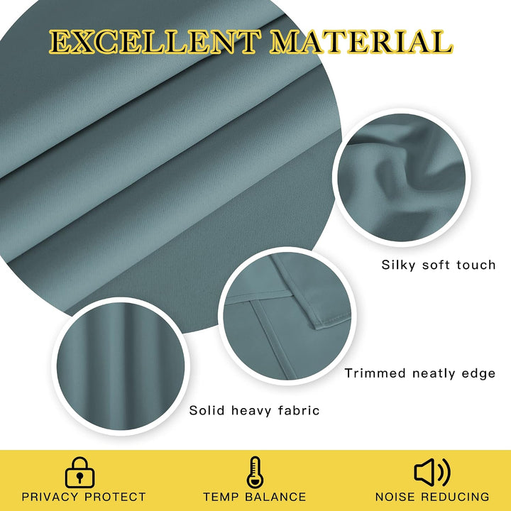 Greyish Blue Blackout Grommet Curtain, 52 x 78 in, 1 Panel - Just Closeouts Canada Inc.