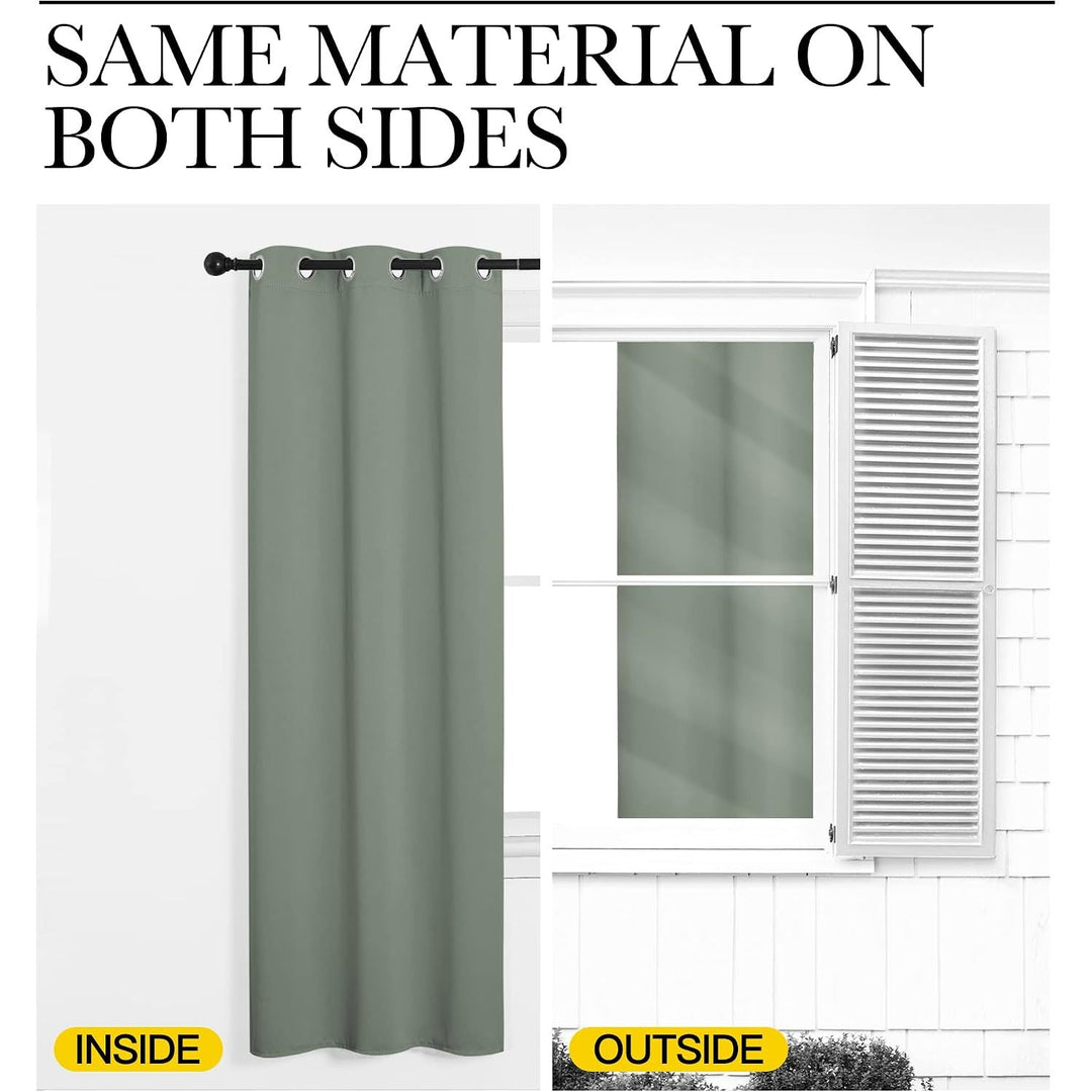 Greyish Green Room-Darkening Grommet Curtains, 42 x 84 in, 2 Panels - Just Closeouts Canada Inc.