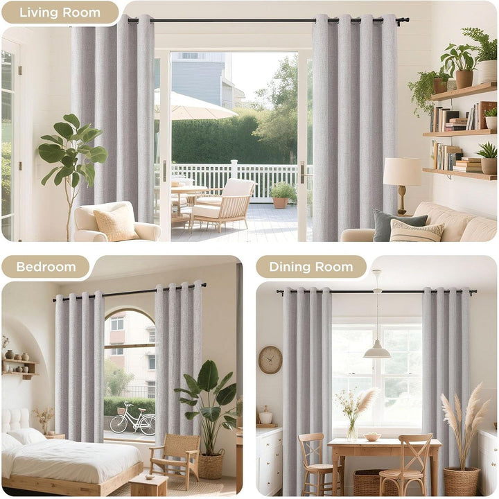 Greyish White Blackout Grommet Curtains, 2 Panels, 52 x 90 in - Just Closeouts Canada Inc.X003UMPQOB