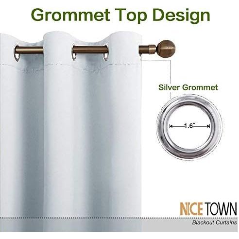 Greyish White Blackout Grommet Curtains, 70 x 84 in, Set of 2 - Just Closeouts Canada Inc.