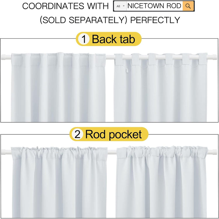 Greyish White Room-Darkening Curtains, 52 x 72 in, Set of 2 - Just Closeouts Canada Inc.
