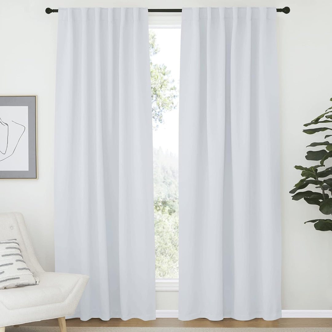 Greyish White Room-Darkening Curtains, 52 x 72 in, Set of 2 - Just Closeouts Canada Inc.