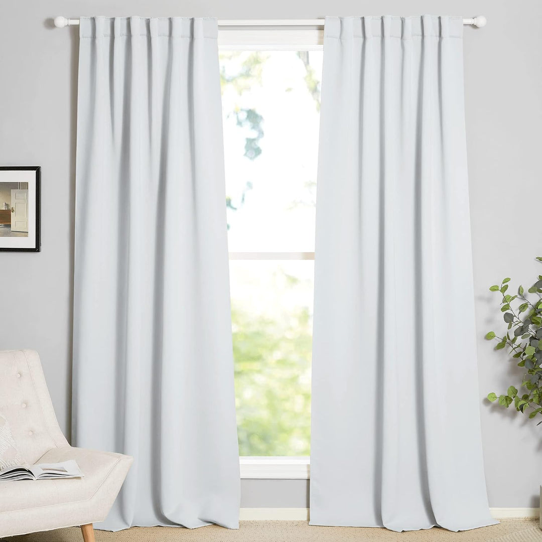 Greyish White Room-Darkening Curtains, 52 x 95 in, 2 Panels - Just Closeouts Canada Inc.