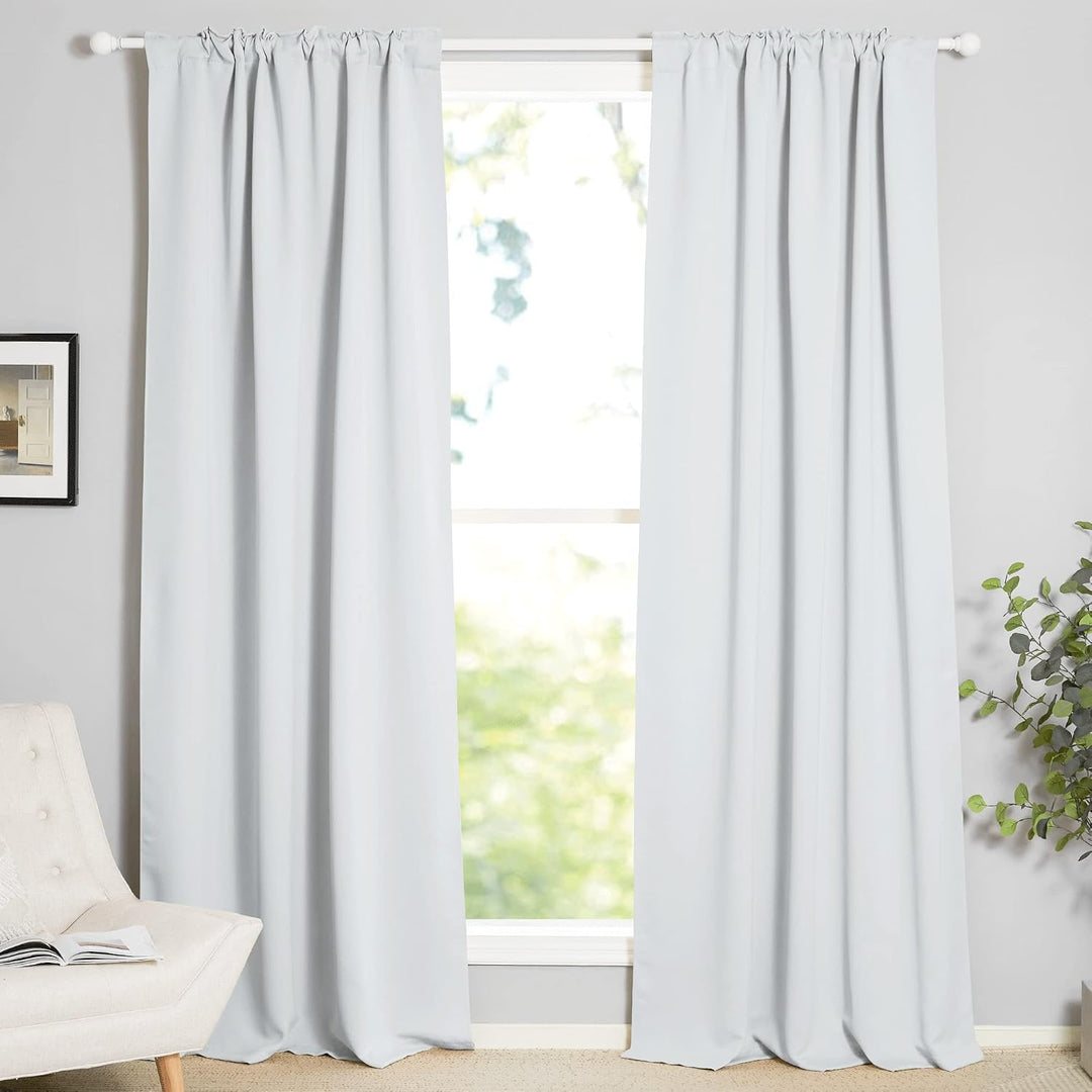 Greyish White Room-Darkening Curtains, 52 x 95 in, 2 Panels - Just Closeouts Canada Inc.