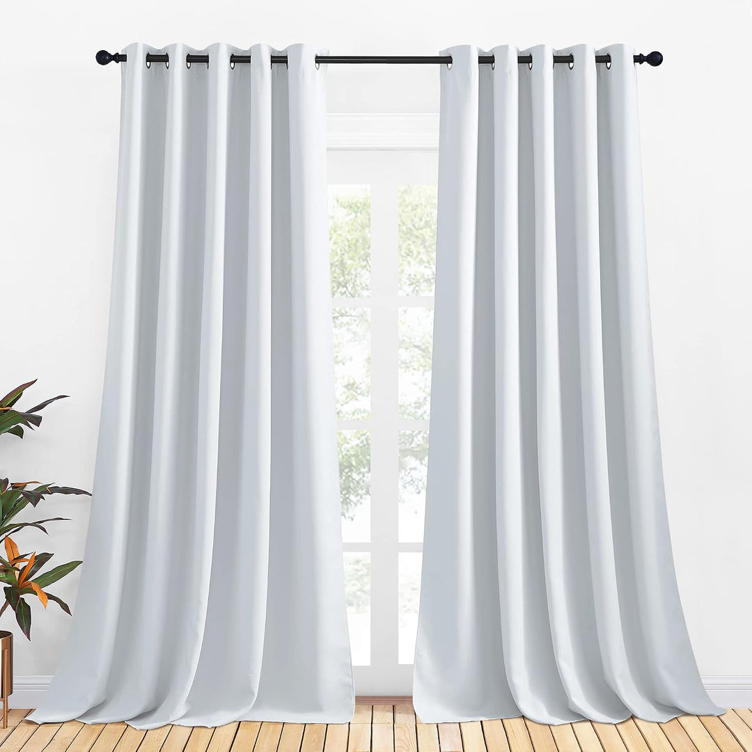 Greyish White Room-Darkening Curtains, 70 x 95 in, Set of 2 - Just Closeouts Canada Inc.