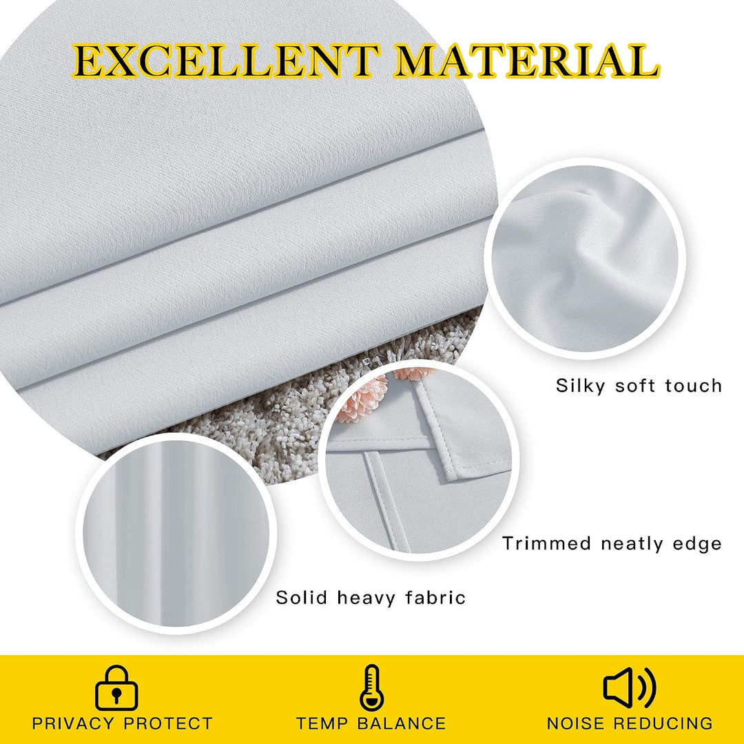 Greyish White Room Darkening Grommet Curtains, 52 x 84 in, Set of 2 - Just Closeouts Canada Inc.