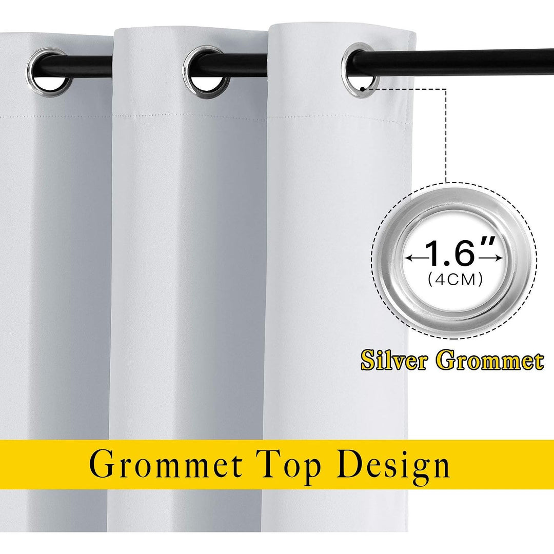 Greyish White Room Darkening Grommet Curtains, 52 x 84 in, Set of 2 - Just Closeouts Canada Inc.